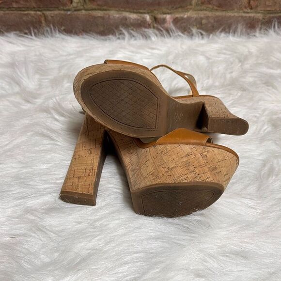 Jessica Simpson Womens Divella Tan Leather Open Toe Platform Heel Size 8 - Picture 6 of 8